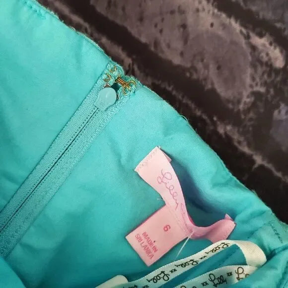 🔹Lilly Pulitzer Turquoise Caitlin Lace Strapless Dress Size 6 - Picture 9 of 11